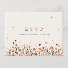 Herfst bloementuin bloemen boho bruiloft RSVP Briefkaart