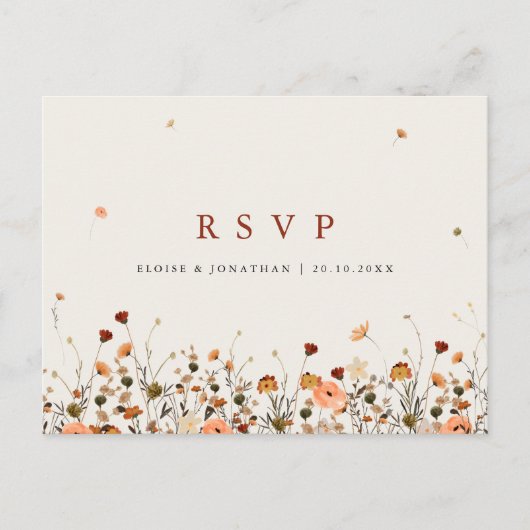 Herfst bloementuin bloemen boho bruiloft RSVP Briefkaart (Voorkant)