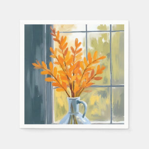 Herfst Bloemenvase Aquarel Servet