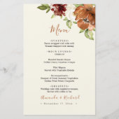 Herfst Bloemig Donker Oranje Trouwmenu (Voorkant)