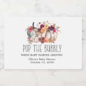 Herfst Bloemige Baby Shower Champagne Sparkling Wijnetiket (Enkel label)