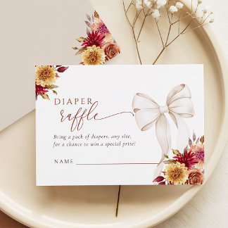 Herfst Bloemige Baby Shower Luier Raffle Kaart