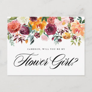 Herfst Bloemige Bloesems Zal Jij Mijn Bloemenmeisj Uitnodiging Briefkaart