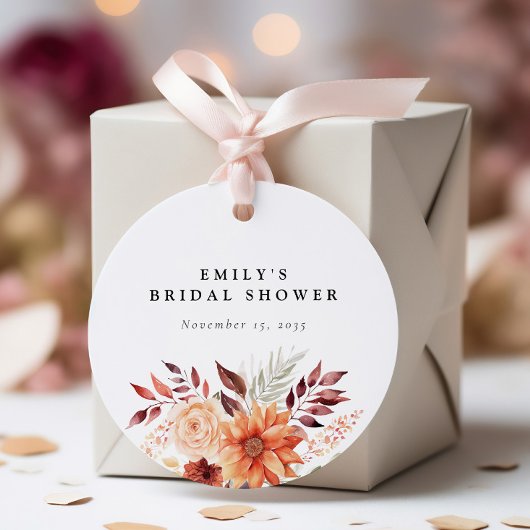 Herfst Bloemige Boho Bruidsdouche Bedankjes Labels