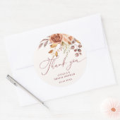 Herfst Bloemige Bruidsdouche Dank Je Ronde Sticker (Envelop)