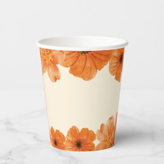 Herfst bloemige bruidsdouche papieren bekers (Achterkant)
