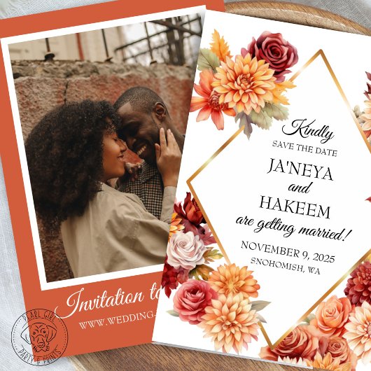 Herfst Bloemige Bruiloft Save The Date