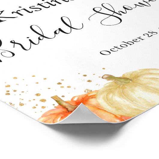 Herfst Bloemige Gouden Glitters Bruidsfeest Bord Poster (Hoek)