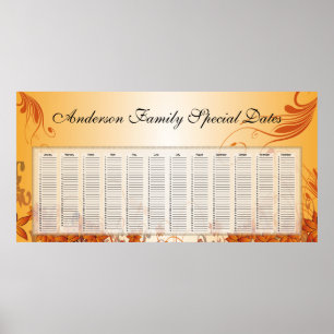 Herfst Bloemige Oneindige Agenda Poster