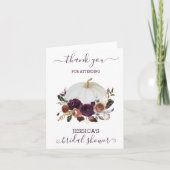 Herfst Bloemige Pompoen Boho Bruidsdiner Bedankkaart (Voorkant)