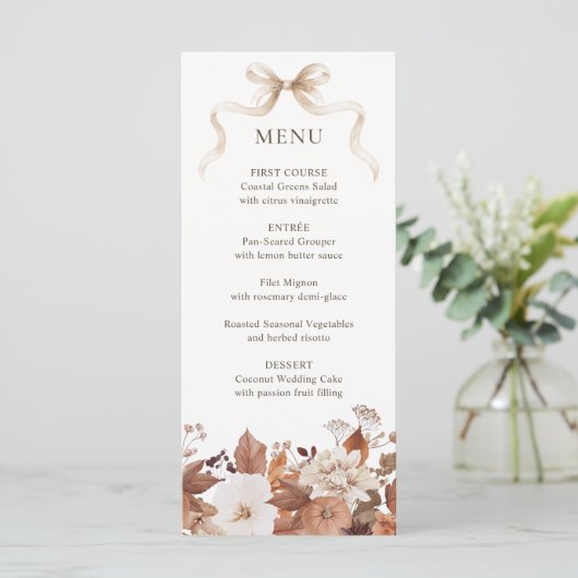 Herfst Bloemige Pompoen Bruiloft Menu (Staand voorkant)