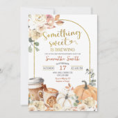 Herfst Bloemige Pompoen Latte Brouwende Baby Showe Kaart (Voorkant)