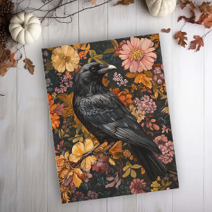 Herfst Bloemige Raaf Kraai Kaart