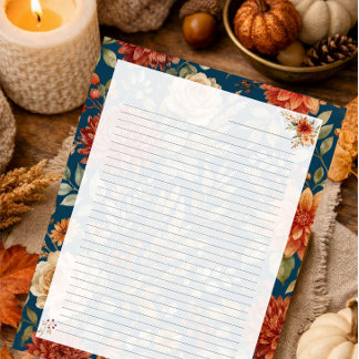 Herfst Bloemige Schrijfblok – Elegante Herfst Kant Notitieblok