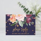 Herfst Bloemige Trouwwebsite RSVP Kaart (Staand voorkant)