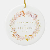 Herfst Bloemige Waterverf Krans Boho Persoonlijk Keramisch Ornament (Voorkant)