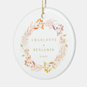 Herfst Bloemige Waterverf Krans Boho Persoonlijk Keramisch Ornament (Links)