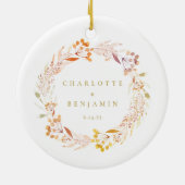 Herfst Bloemige Waterverf Krans Boho Persoonlijk Keramisch Ornament (Achterkant)