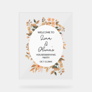 Herfst Bloemrijke Housewarming Feest Ingang Welkom Acryl Bord