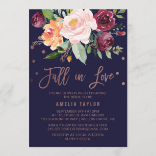 Herfst Bloemrijke Roze Gouden Fall in Love Bruidsb Kaart