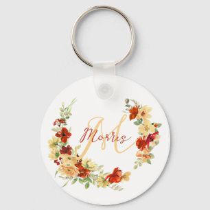 Herfst bloemstuk gepersonaliseerd sleutelhanger