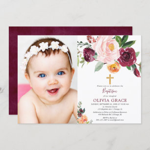 Herfst bloesem roze bordeaux doop foto kaart