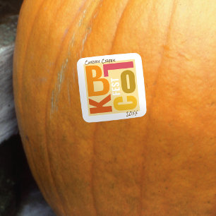 Herfst Blok Fest Retro Type Buurt Event Vierkante Sticker