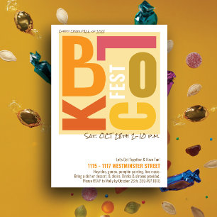 Herfst Blok Fest Retro Type Wijk Evenement Kaart