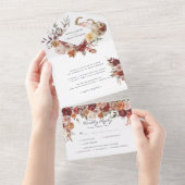 Herfst Blooms Wedding Crest All In One Uitnodiging (Afscheurbaar)