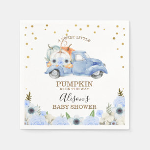 Herfst Blue Floral Pumpkin Truck Baby shower Napki Servet