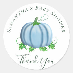 Herfst Blue Pumpkin Baby shower Boy Ronde Sticker