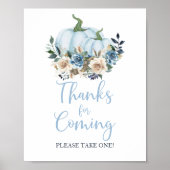 Herfst Blue Pumpkin Boy Shower Bedankt voor de kom Poster (Voorkant)