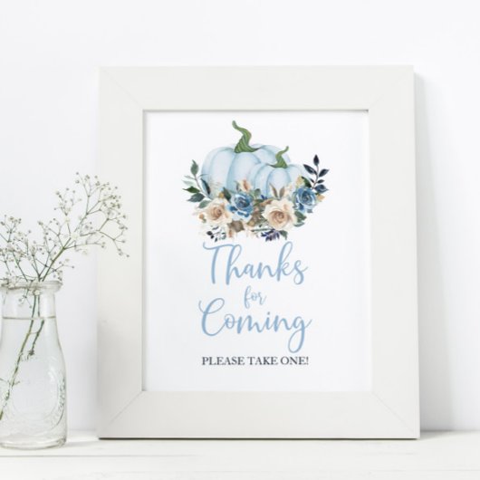 Herfst Blue Pumpkin Boy Shower Bedankt voor de kom Poster