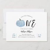 Herfst Blue Pumpkin First Boy Birthday Party Kaart (Voorkant)