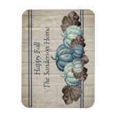 Herfst Blue Pumpkin Rustic Cute Gray Wood Magneet (Verticaal)