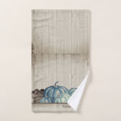 Herfst Blue Pumpkin Rustic Cute Gray Wood Sh Bad Handdoek (Handdoek)