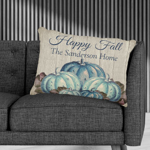 Herfst Blue Pumpkin Rustic Cute Grey Wood A Accent Kussen