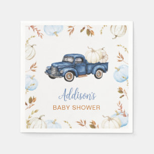 Herfst Blue Pumpkin Truck Baby shower Servet