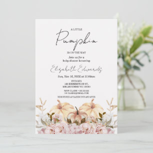Herfst Blush Boho Floral Little Pumpkin Baby showe Kaart