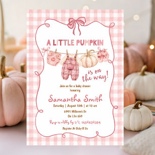 Herfst Blush Roze Pompoen baby shower uitnodiging