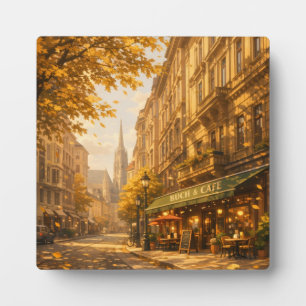 Herfst Boek & Café Straat Cozy Europese Steeg  Fotoplaat