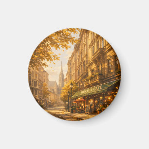 Herfst Boek & Café Straat Cozy Europese Steeg Magneet