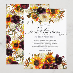 Herfst Boeket Zonnebloemen Bloemen Bruids Luncheon Kaart