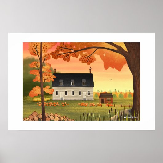 Herfst boerderij herfst pompoen grote print (Voorkant)