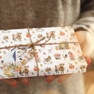 Herfst Boerderij Markt   Waterverf Thanksgiving Cadeaupapier
