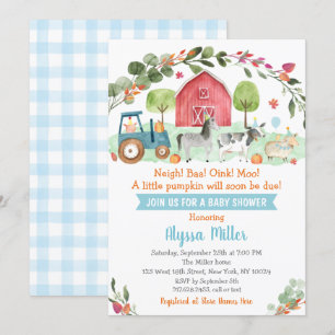 Herfst Boerderij pompoen Baby shower Kaart