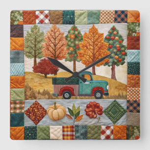 Herfst Boerderij Stijl Pickup Truck Wall Clock Vierkante Klok