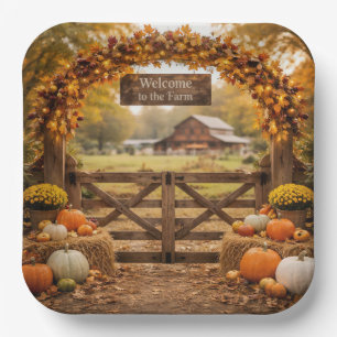 Herfst Boerderijhek Papieren Bordje
