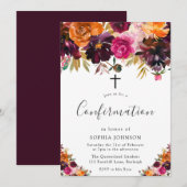 herfst bogundy Flowers Herfst Girls bevestiging in Kaart (Voorkant / Achterkant)