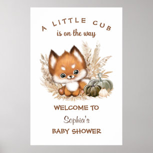 Herfst Boho Baby shower Welkomstteken Poster